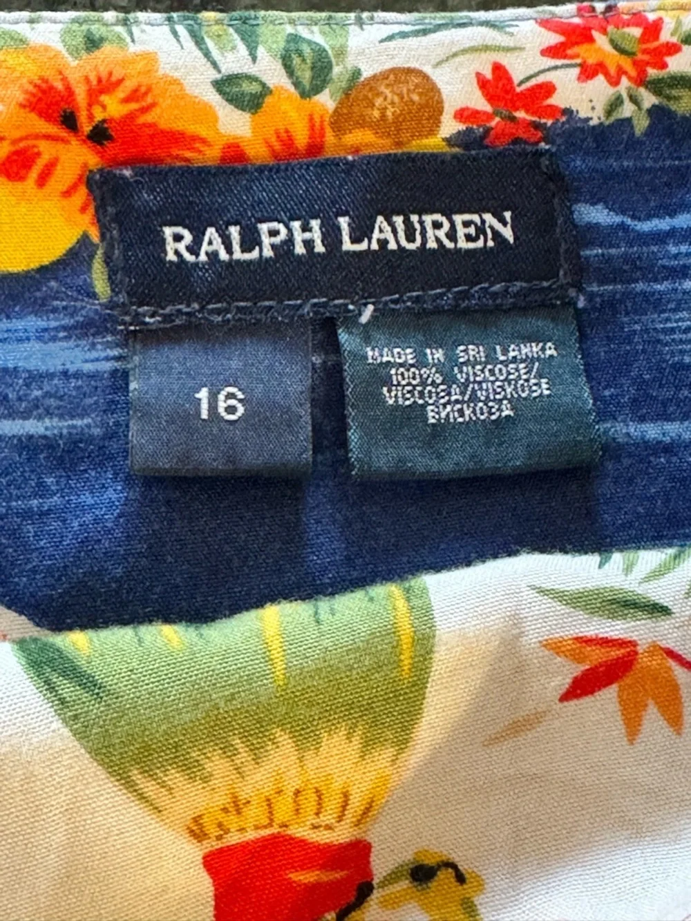 Ralph Lauren Blue Hawaiian Print Circle Skirt